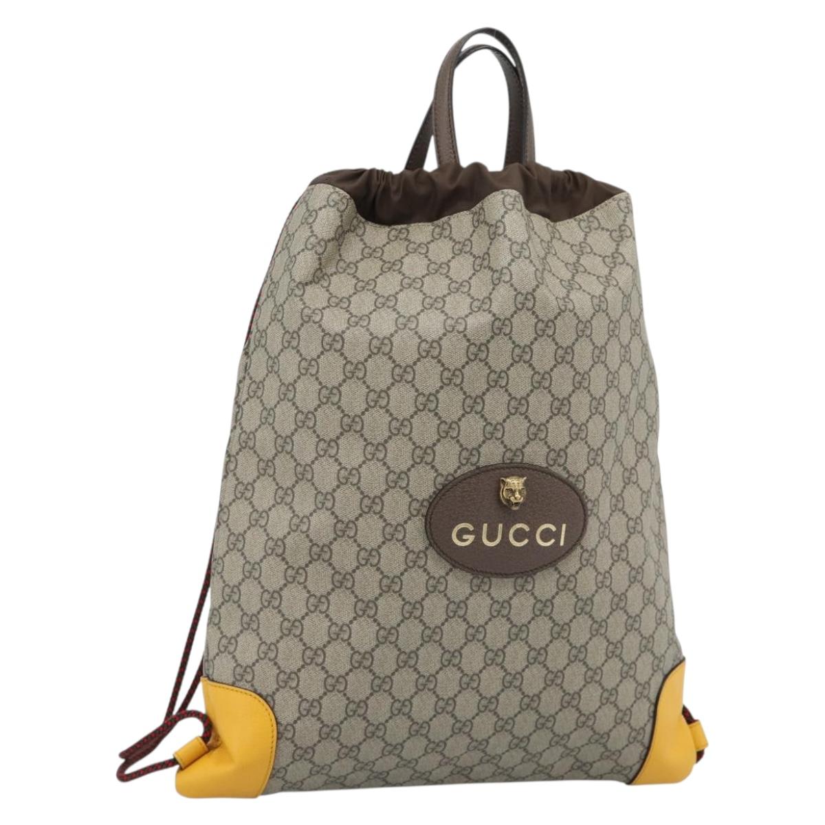 GUCCI GG Supreme Backpack PVC 2way Beige 473872 Auth 186117M