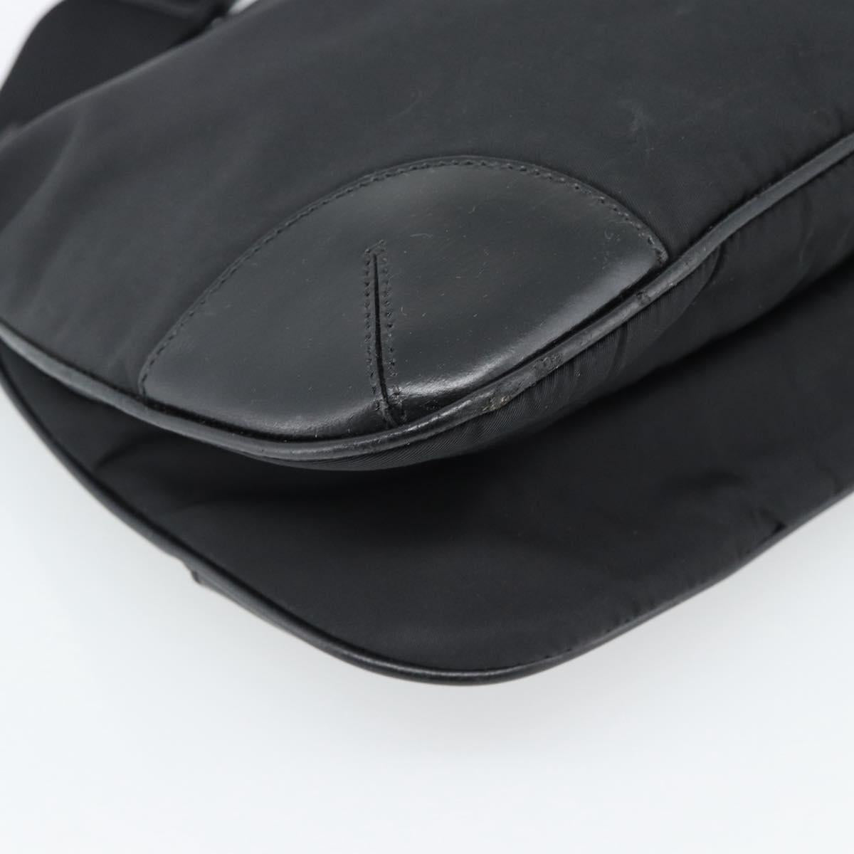 PRADA Shoulder Bag Nylon Black Silver Auth 186118