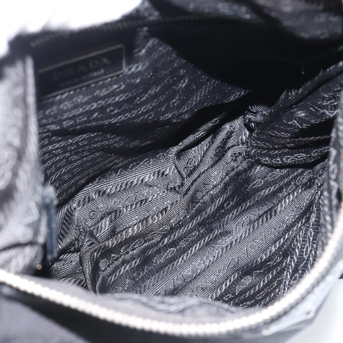 PRADA Shoulder Bag Nylon Black Silver Auth 186118