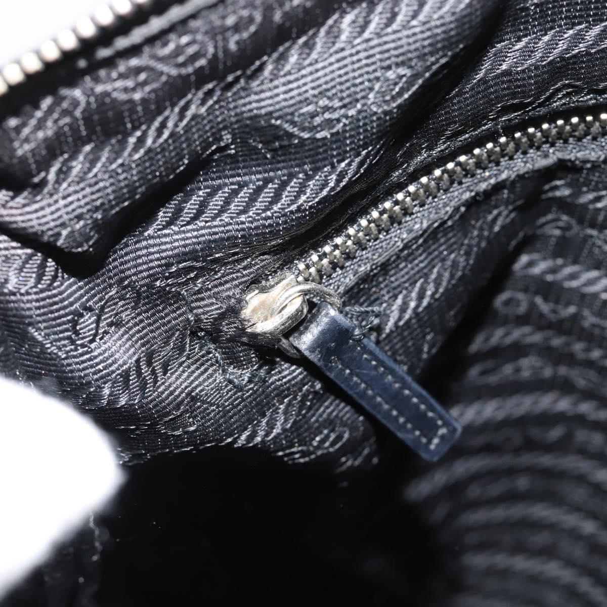 PRADA Shoulder Bag Nylon Black Silver Auth 186118