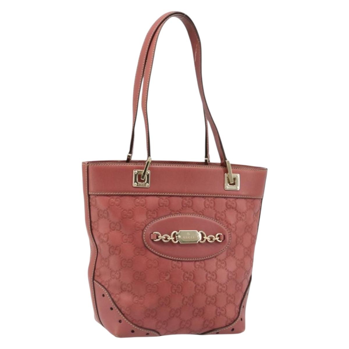 GUCCI GG Canvas Guccissima Tote Bag Leather Pink Gold 145994 Auth 186120A