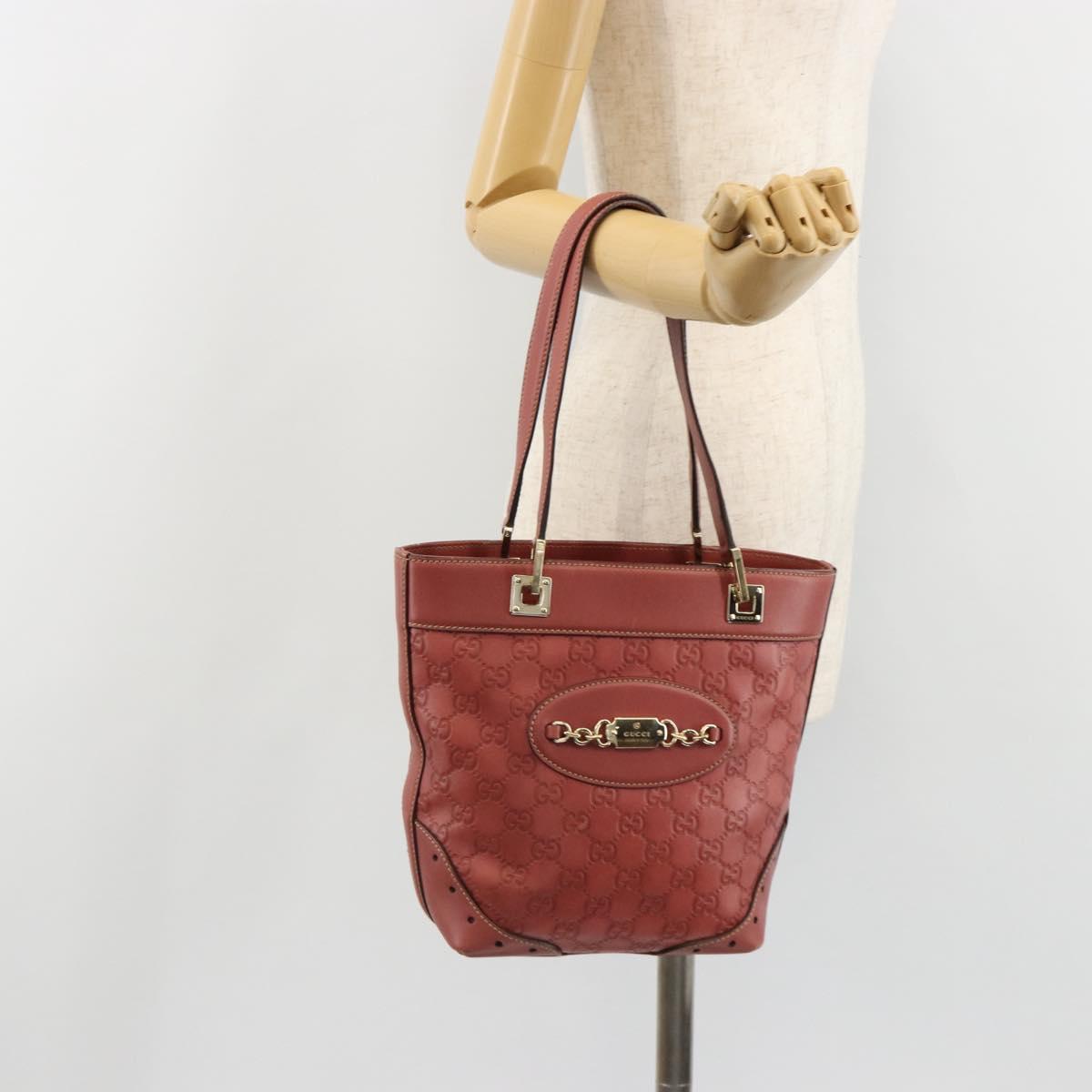 GUCCI GG Canvas Guccissima Tote Bag Leather Pink Gold 145994 Auth 186120A