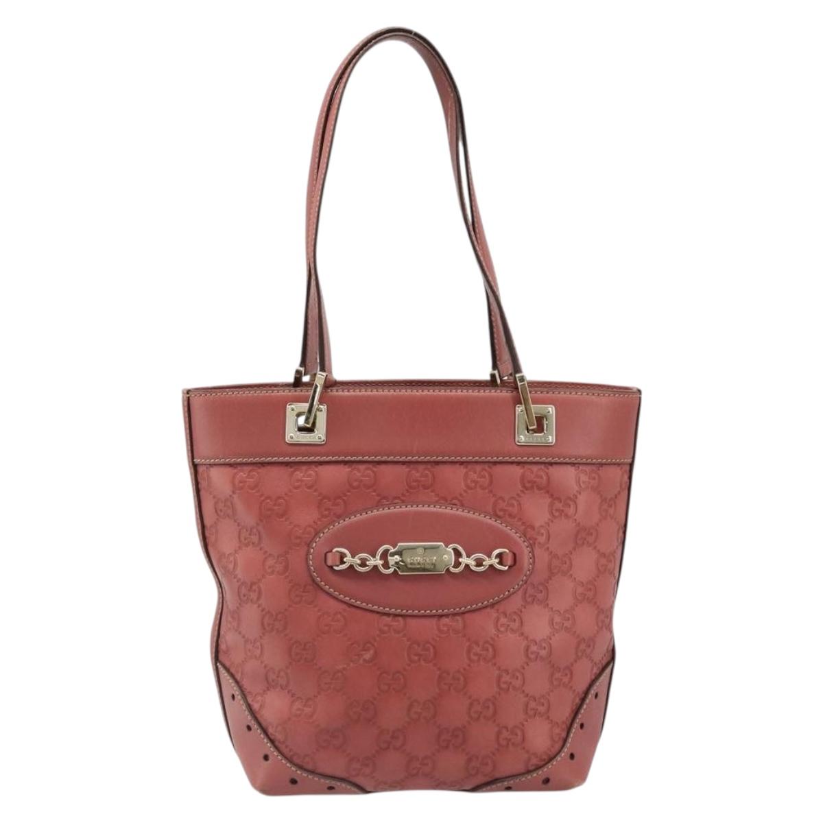 GUCCI GG Canvas Guccissima Tote Bag Leather Pink Gold 145994 Auth 186120A