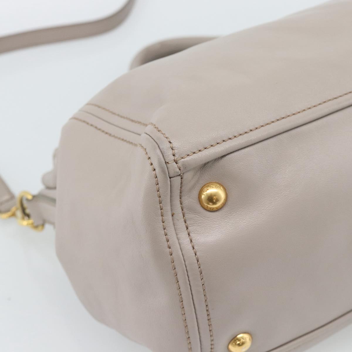 PRADA Galleria Hand Bag Leather 2way Gray Gold Auth 186121V