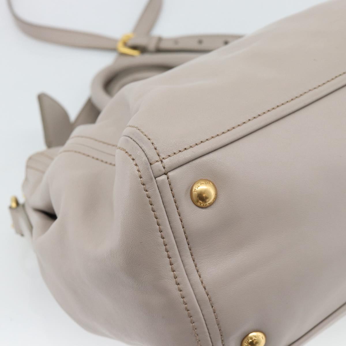 PRADA Galleria Hand Bag Leather 2way Gray Gold Auth 186121V