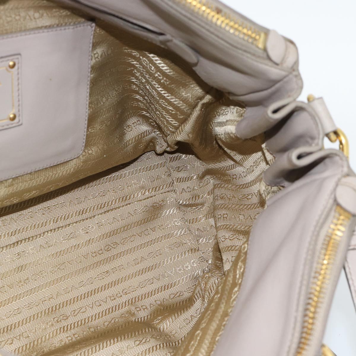 PRADA Galleria Hand Bag Leather 2way Gray Gold Auth 186121V