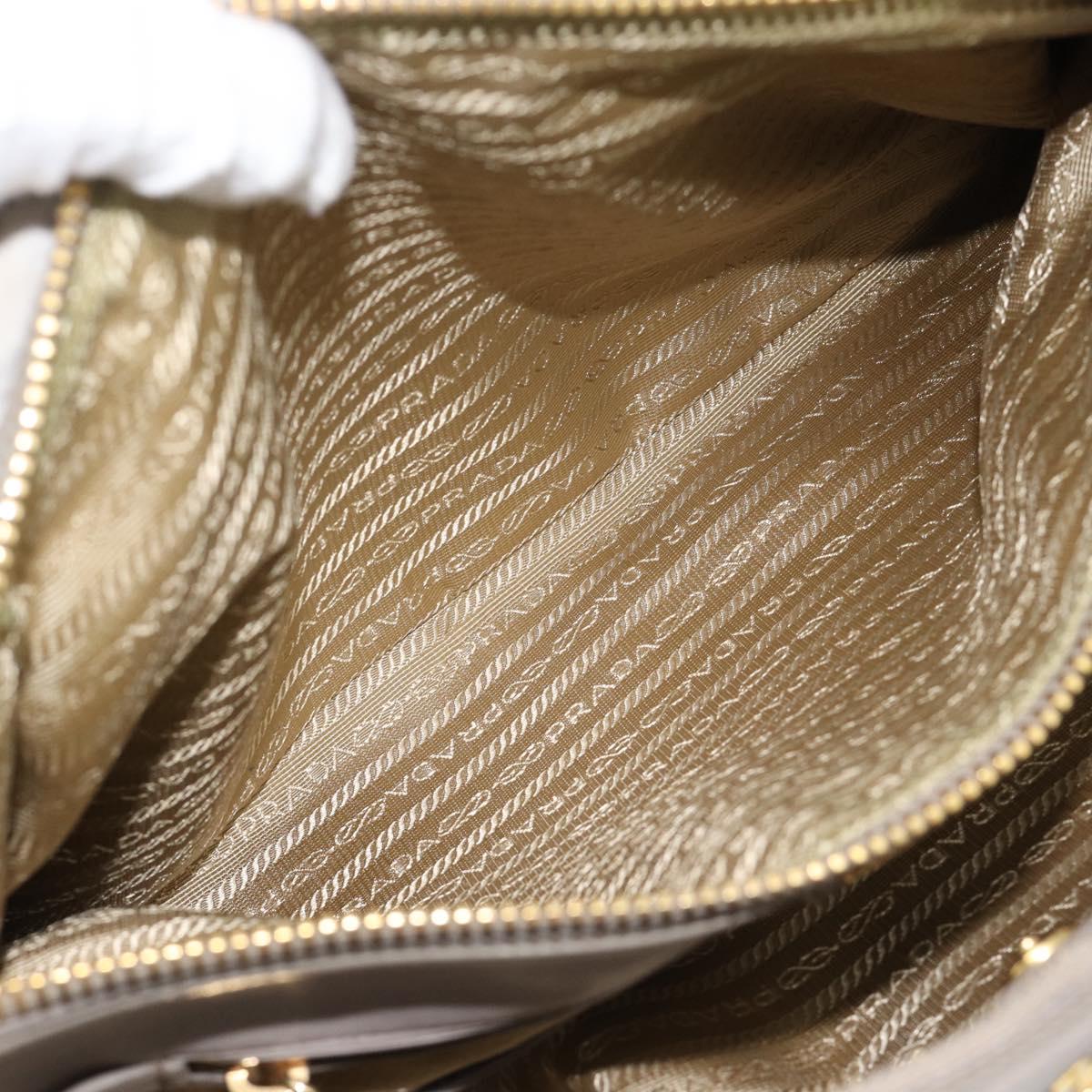 PRADA Galleria Hand Bag Leather 2way Gray Gold Auth 186121V