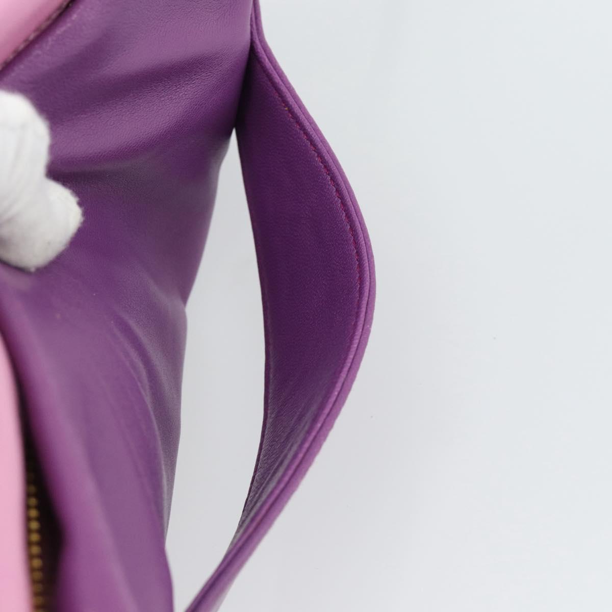 PRADA Shoulder Bag Leather Purple Gold Auth 186122A