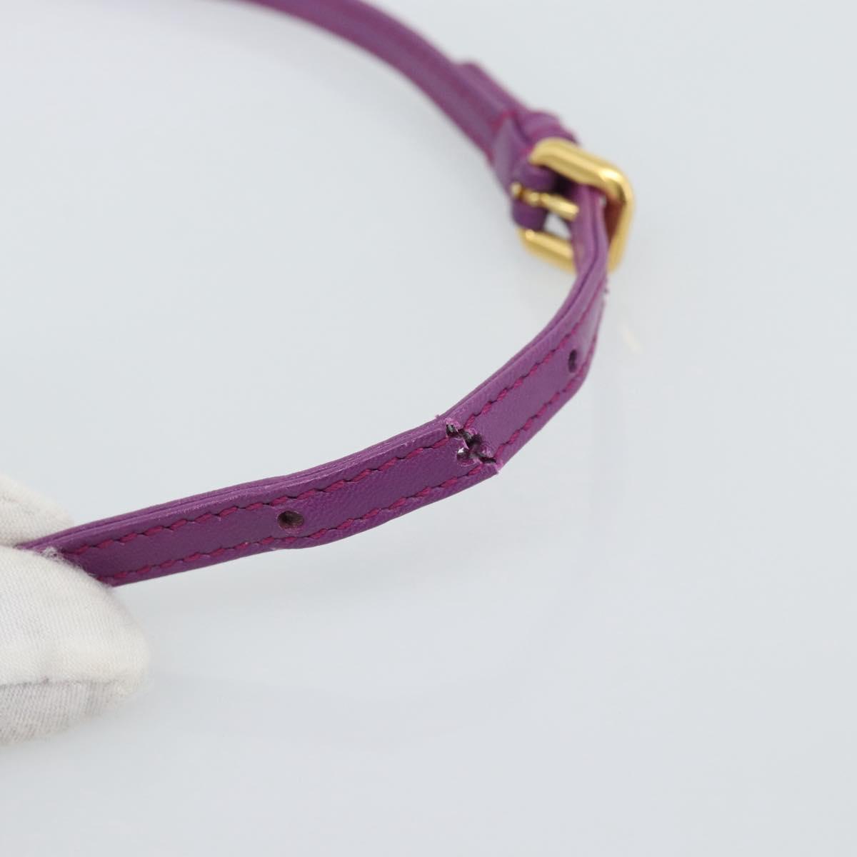 PRADA Shoulder Bag Leather Purple Gold Auth 186122A