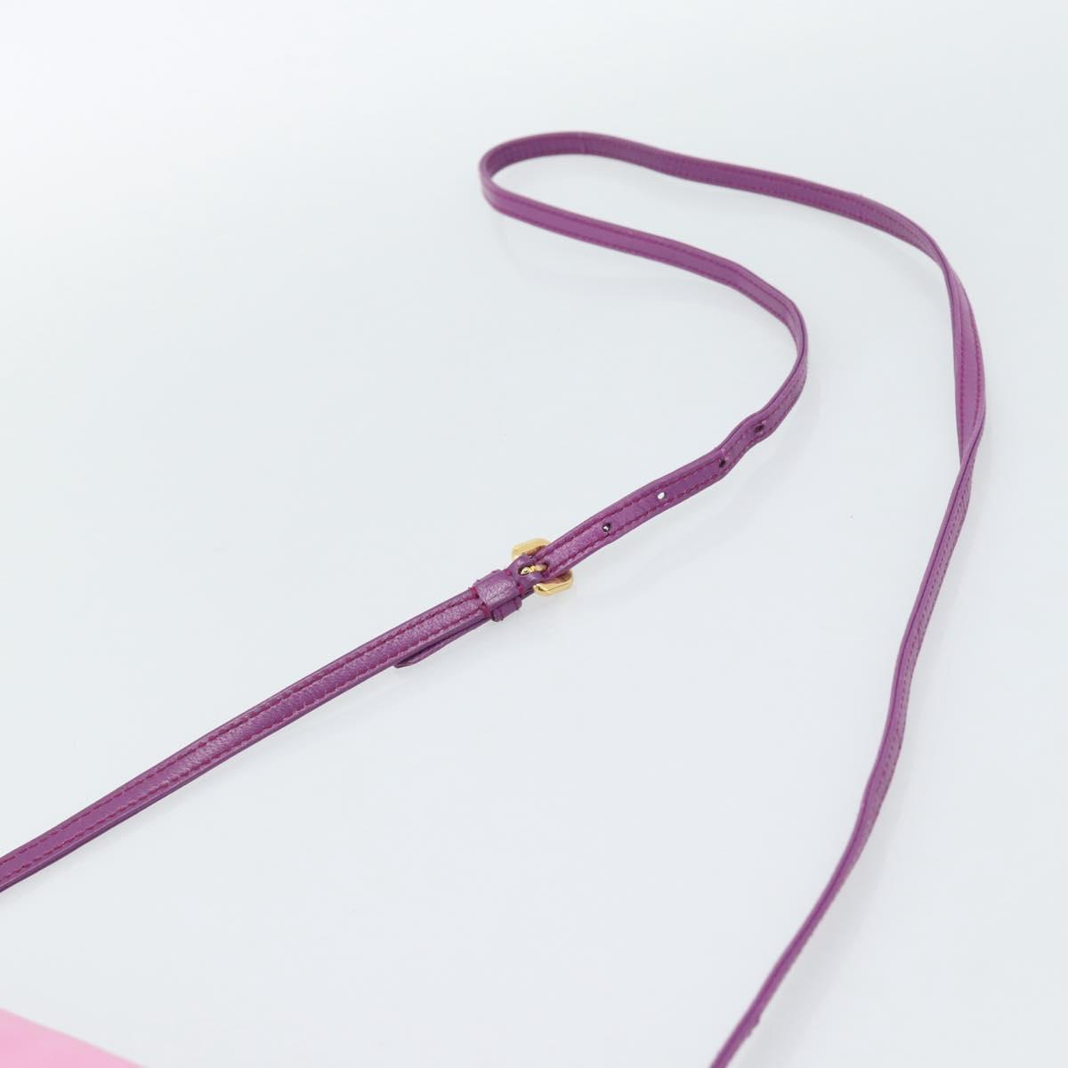 PRADA Shoulder Bag Leather Purple Gold Auth 186122A