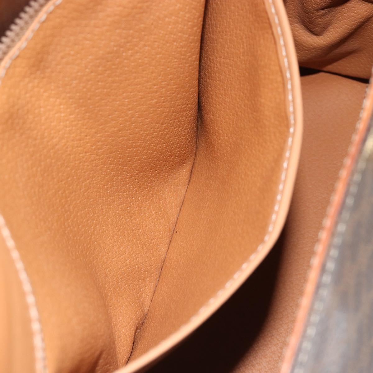 CELINE Macadam Canvas Boston Bag PVC Leather Brown Gold Auth 186123V