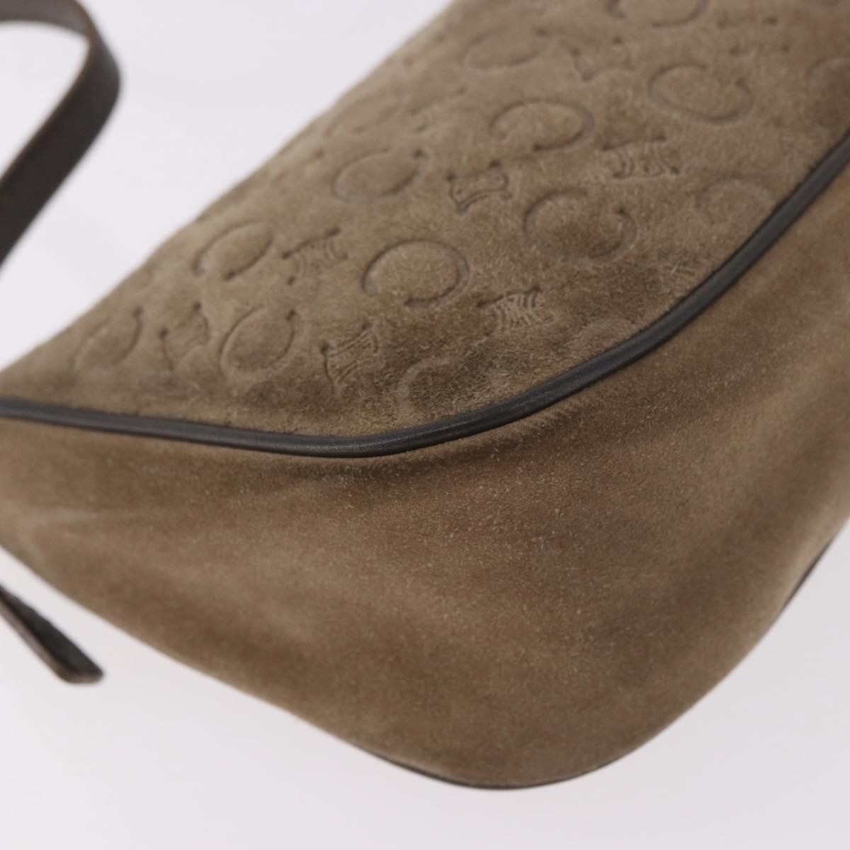 CELINE C Macadam Canvas Accessory Pouch Gray Silver Auth 186124A