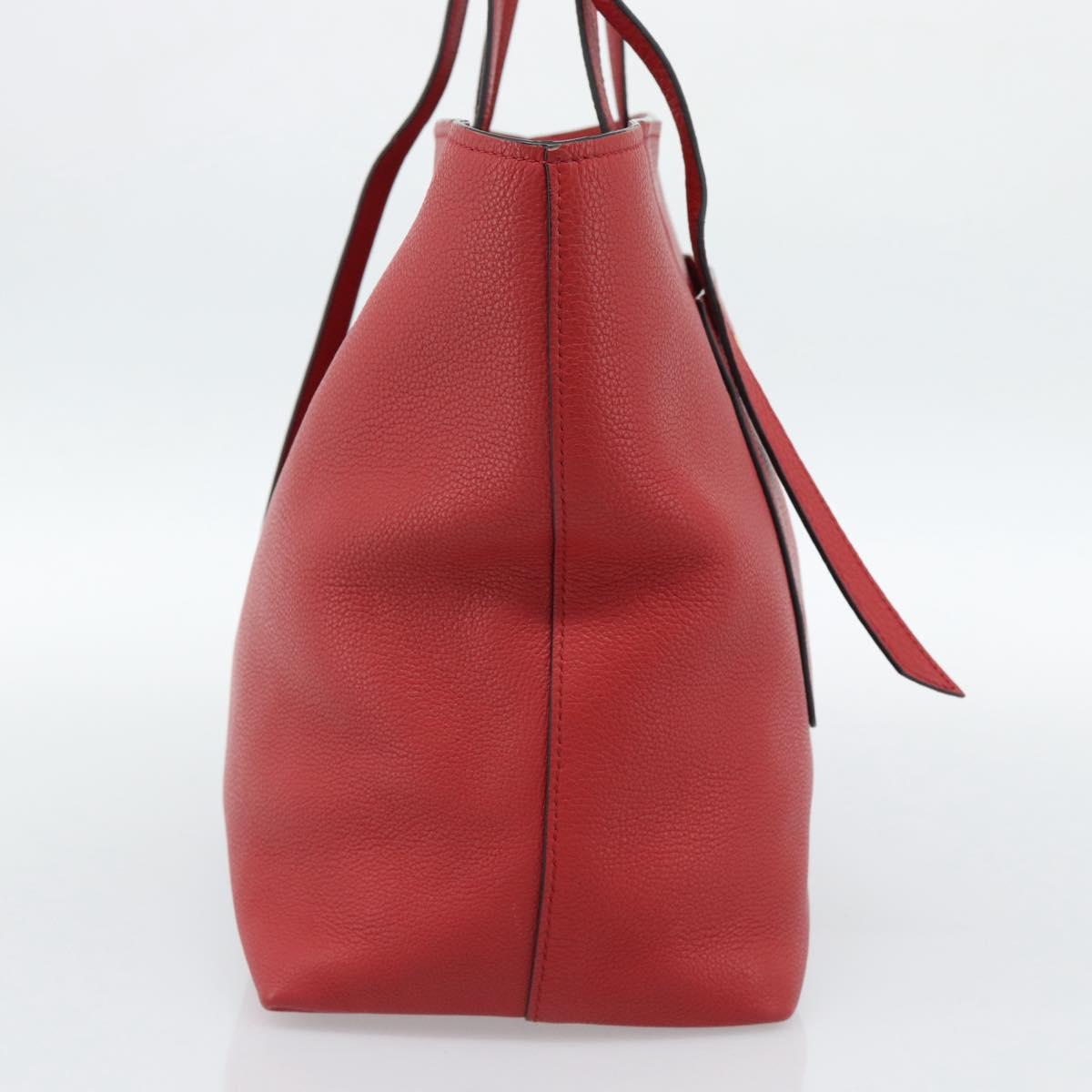 PRADA Tote Bag Leather Red Gold Auth 186125A
