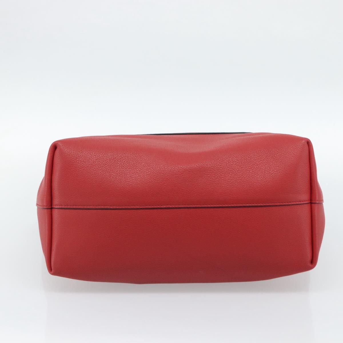 PRADA Tote Bag Leather Red Gold Auth 186125A