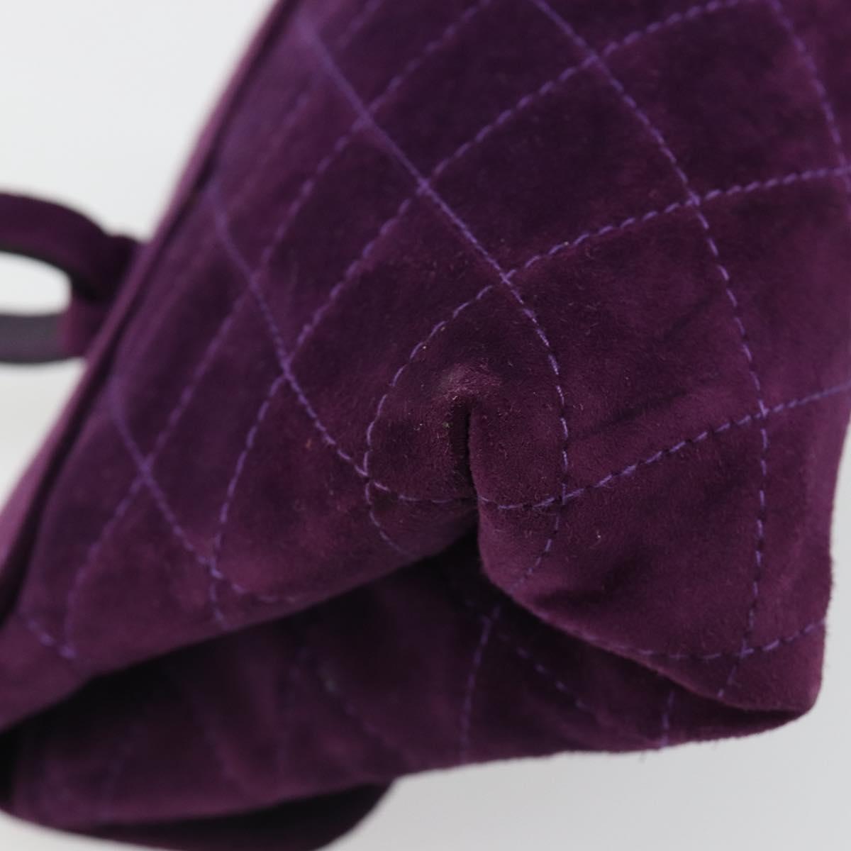 Salvatore Ferragamo Gancini Hand Bag Suede Purple Gold Auth 186128A