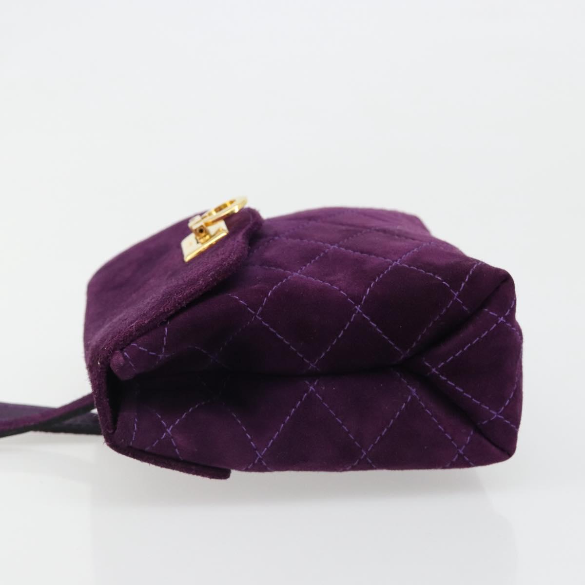 Salvatore Ferragamo Gancini Hand Bag Suede Purple Gold Auth 186128A