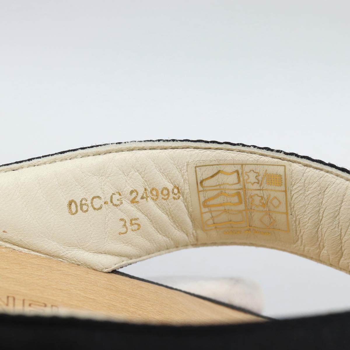 CHANEL COCO Mark Beach Sandals Wood Beige CC Auth 186134M