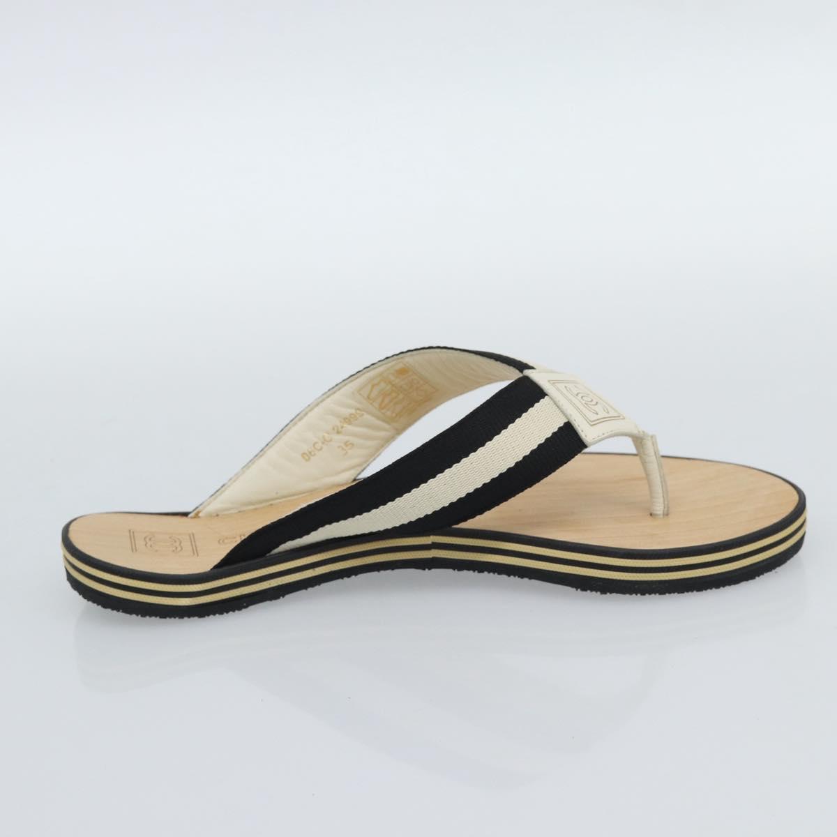 CHANEL COCO Mark Beach Sandals Wood Beige CC Auth 186134M