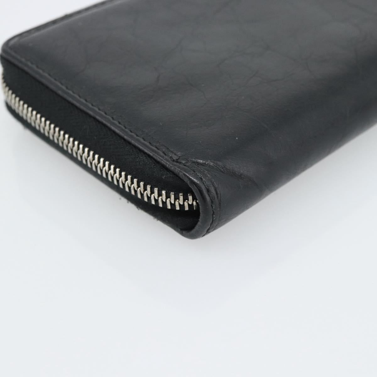 GUCCI Long Wallet Leather Black Silver 575988 Auth 186135M