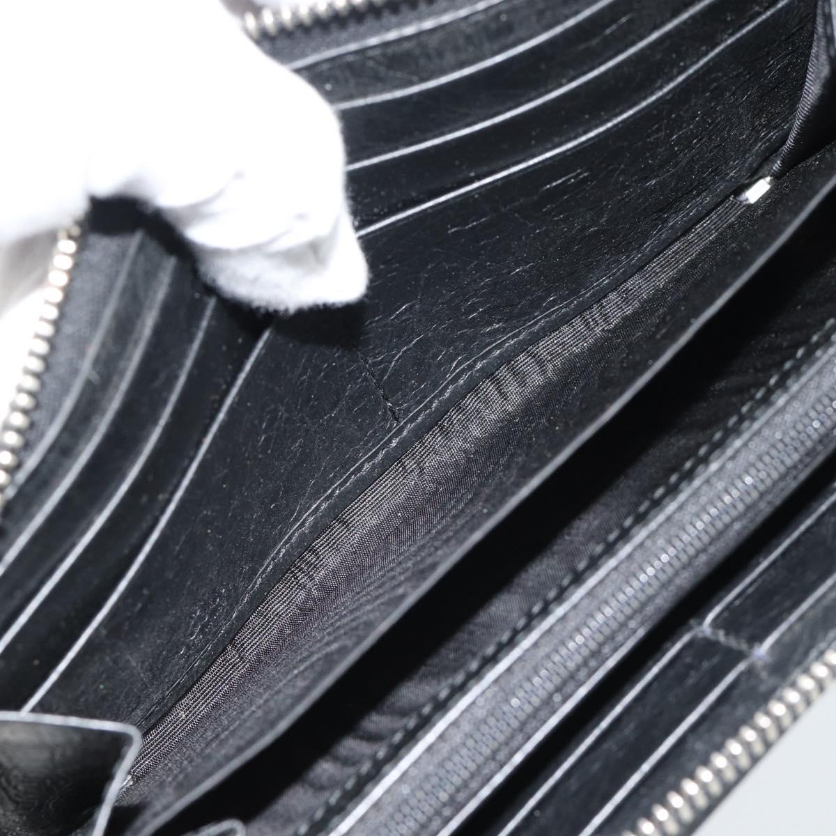 GUCCI Long Wallet Leather Black Silver 575988 Auth 186135M