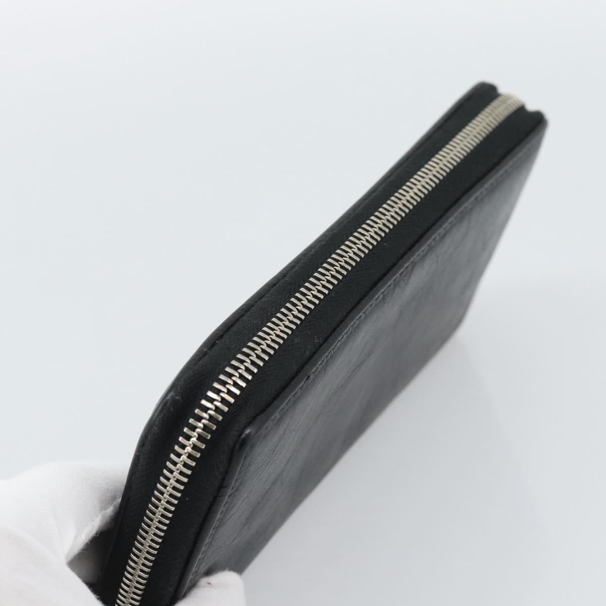 GUCCI Long Wallet Leather Black Silver 575988 Auth 186135M