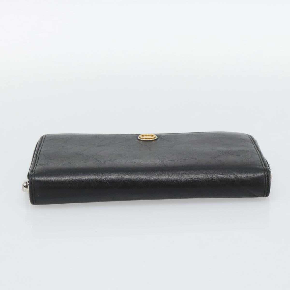GUCCI Long Wallet Leather Black Silver 575988 Auth 186135M
