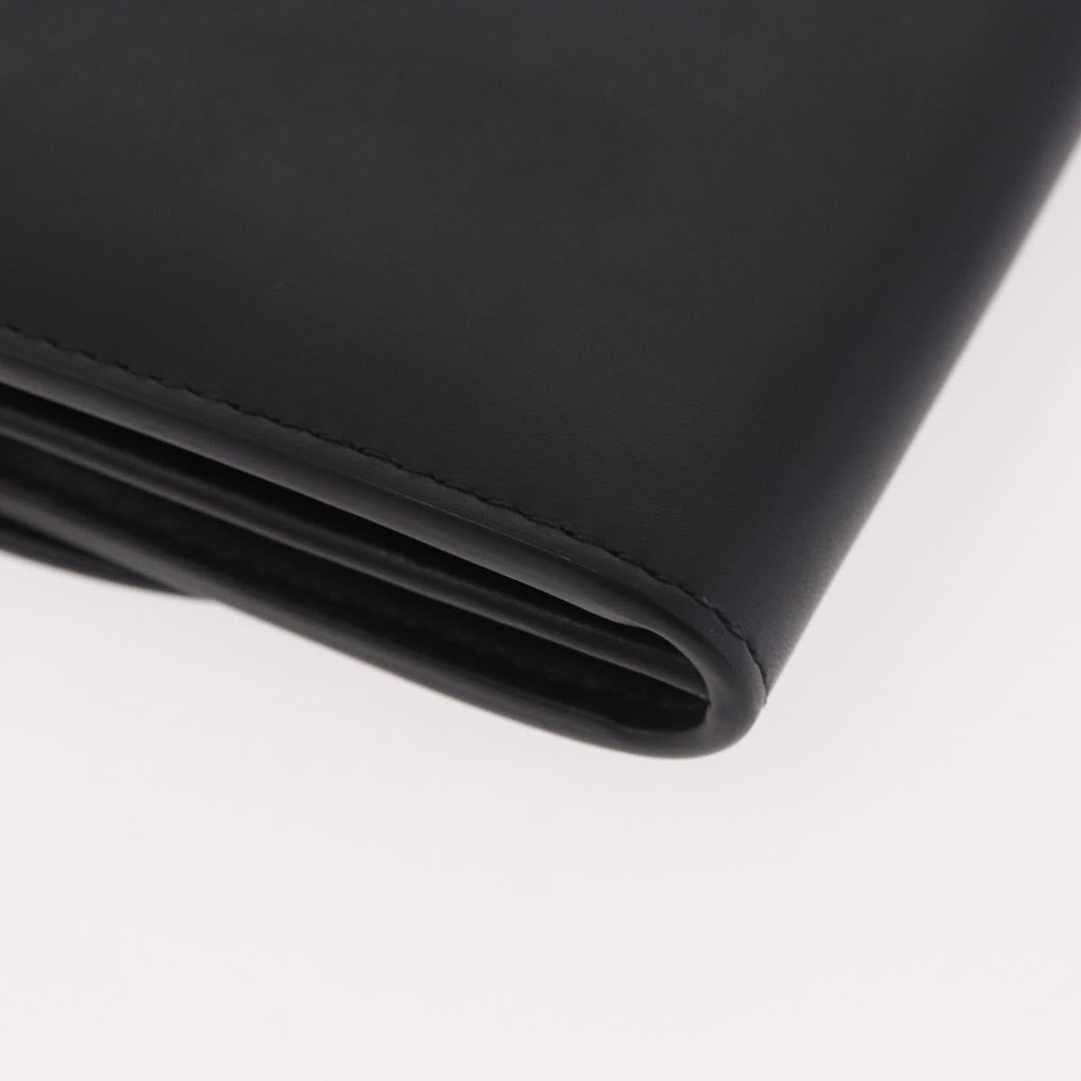 CARTIER Long Wallet Leather Black Gold Auth 186137V