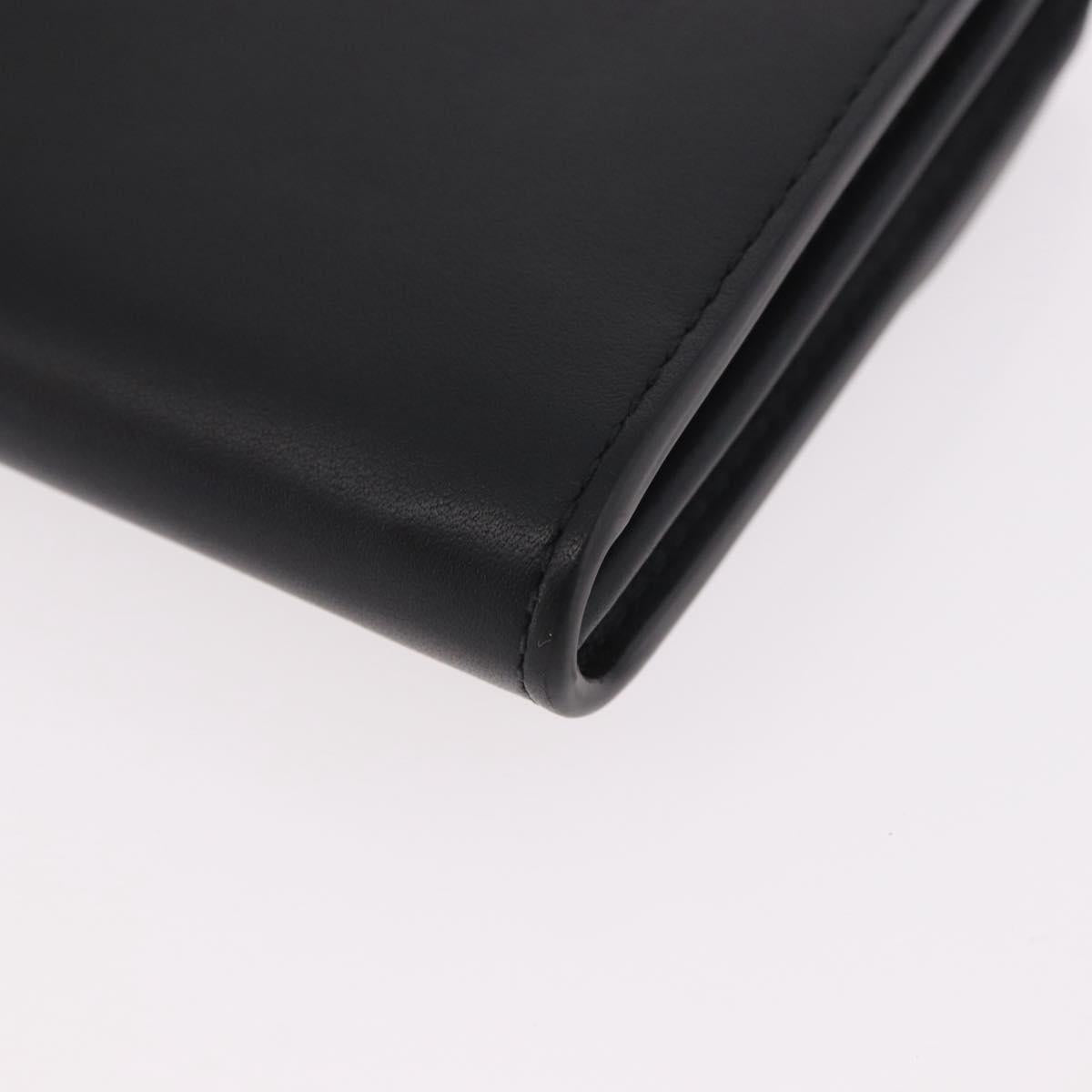 CARTIER Long Wallet Leather Black Gold Auth 186137V