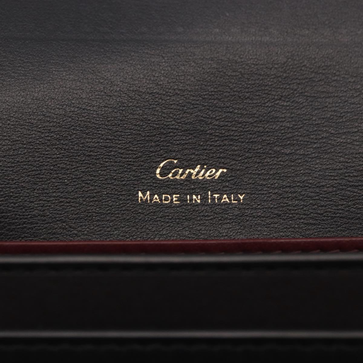 CARTIER Long Wallet Leather Black Gold Auth 186137V