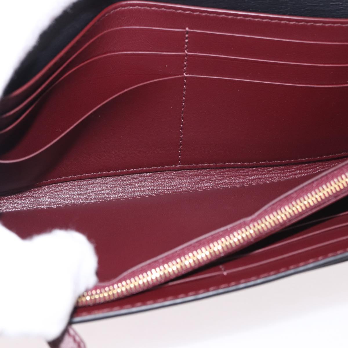 CARTIER Long Wallet Leather Black Gold Auth 186137V