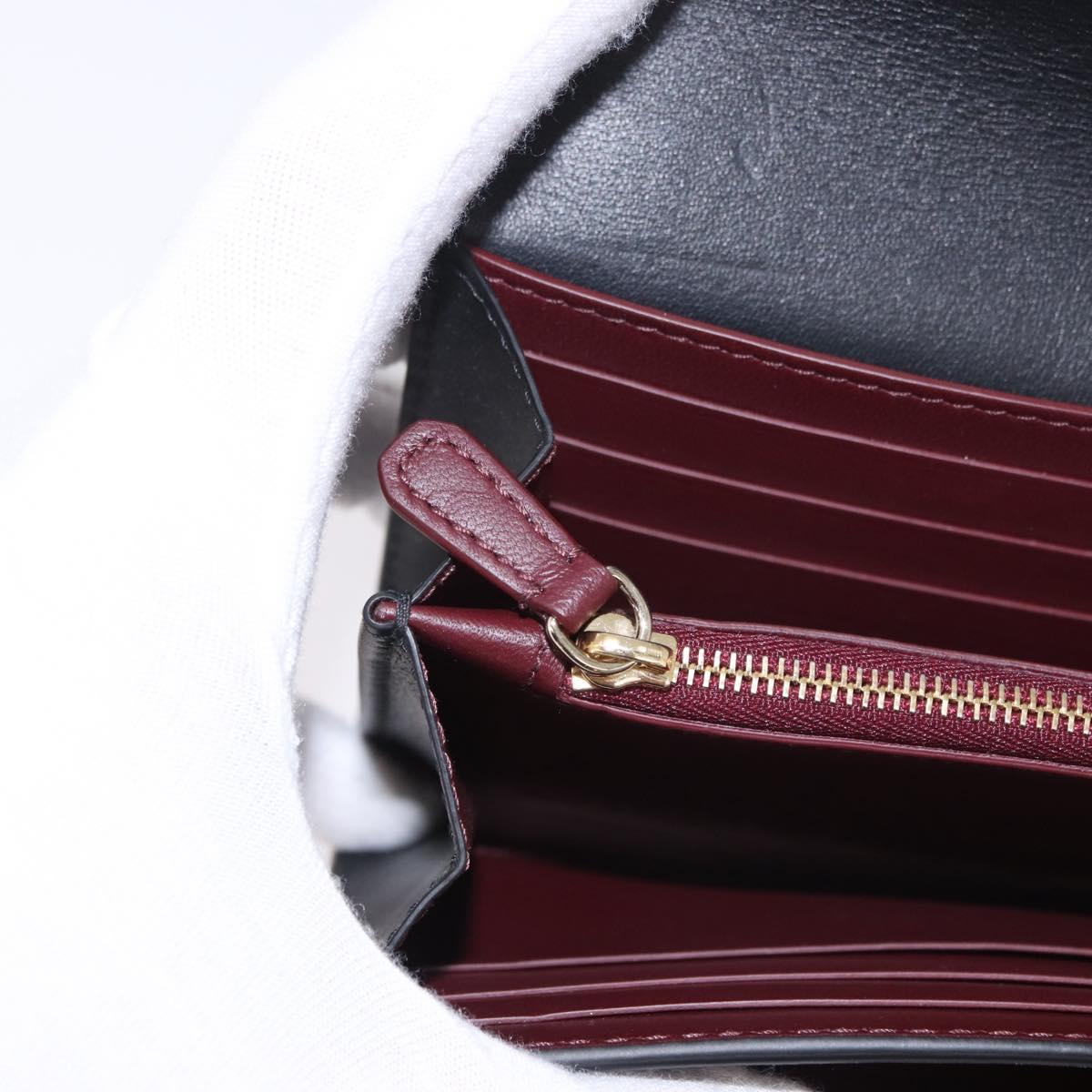 CARTIER Long Wallet Leather Black Gold Auth 186137V
