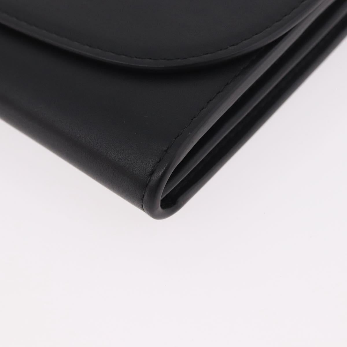 CARTIER Long Wallet Leather Black Gold Auth 186137V