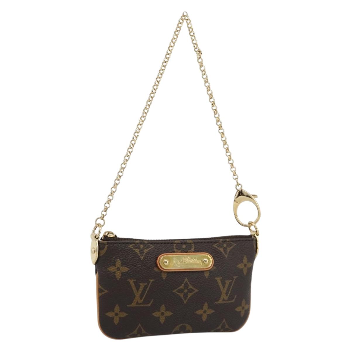 LOUIS VUITTON Monogram Chain Pochette Mila MM Pouch M60094 LV Auth 186142V