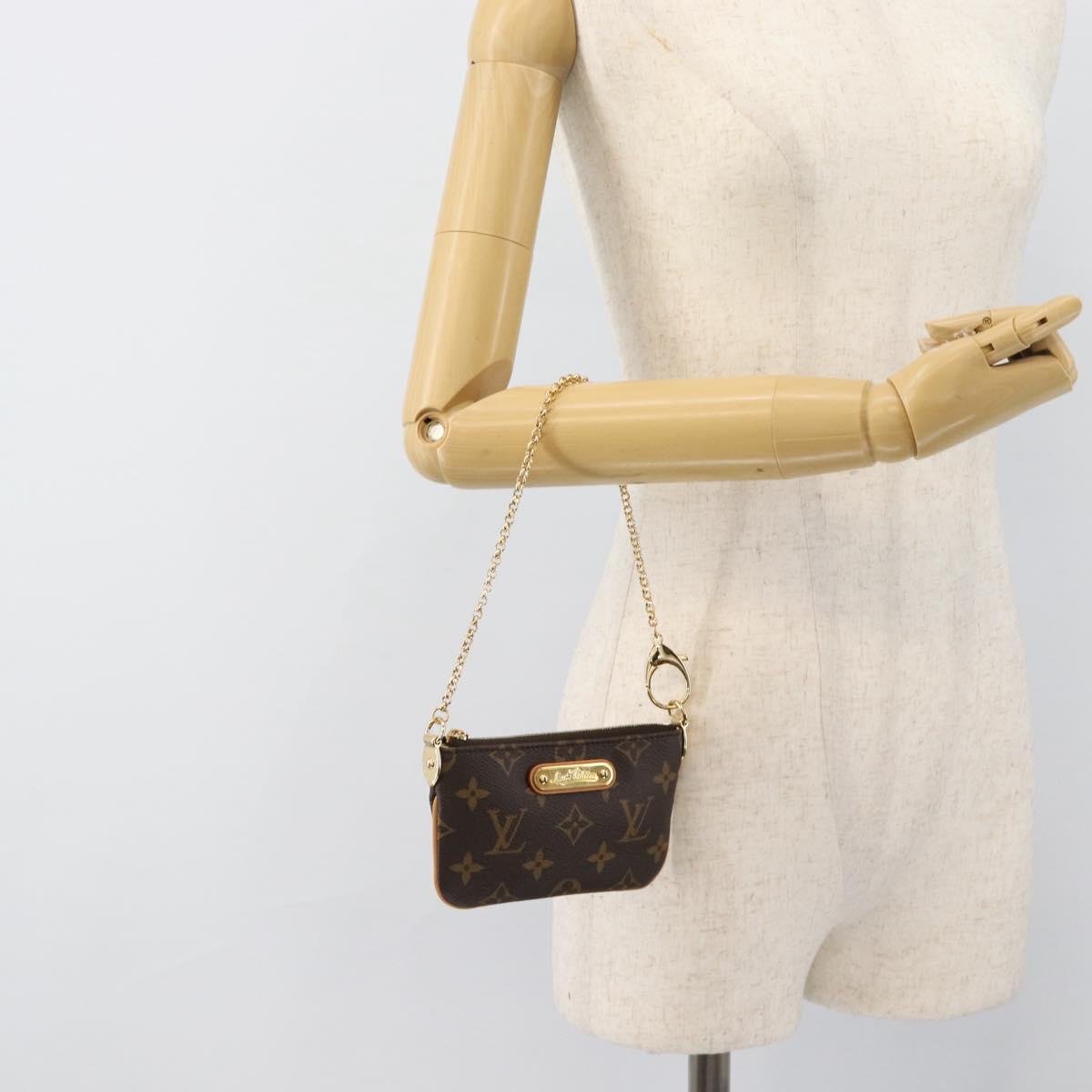 LOUIS VUITTON Monogram Chain Pochette Mila MM Pouch M60094 LV Auth 186142V