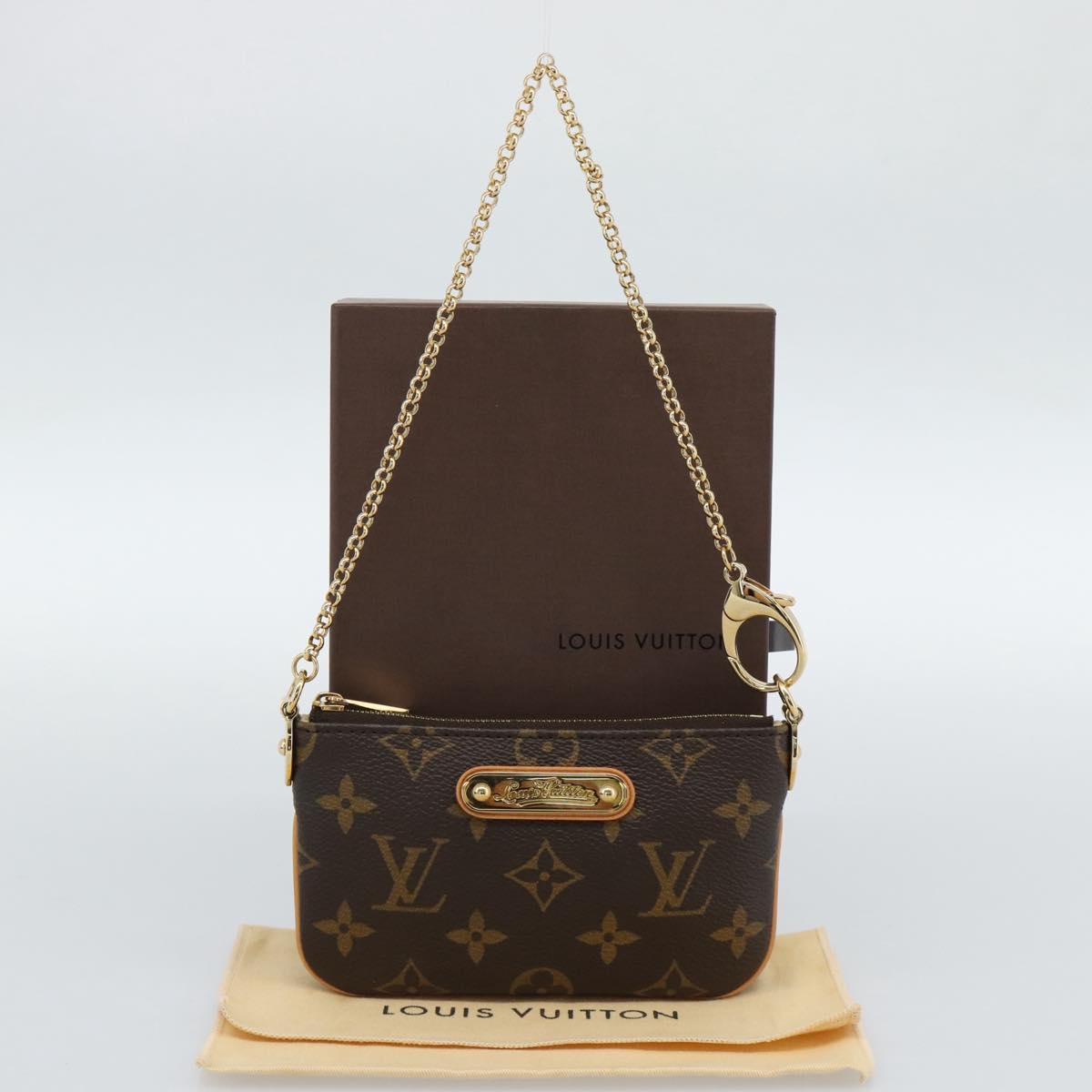 LOUIS VUITTON Monogram Chain Pochette Mila MM Pouch M60094 LV Auth 186142V