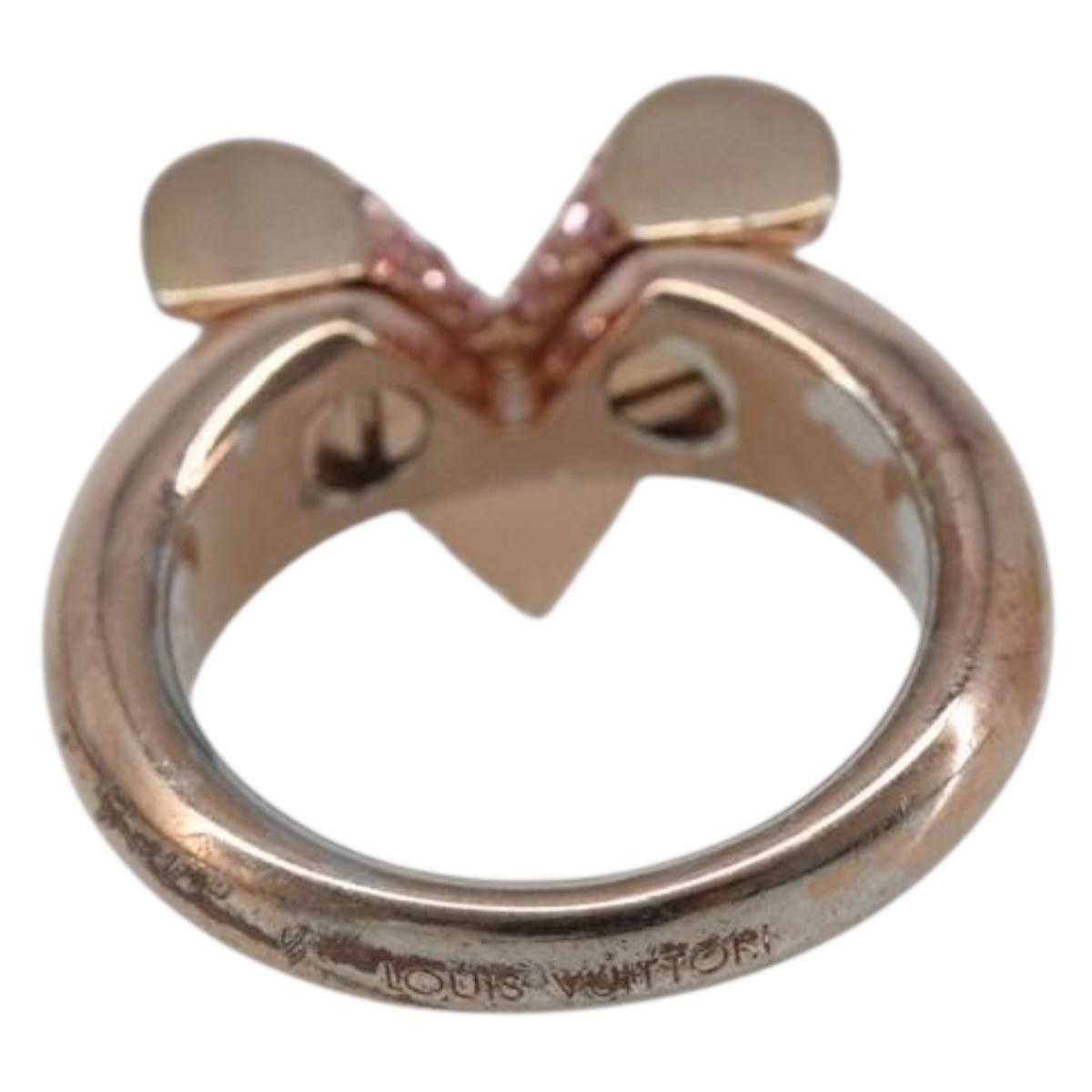 LOUIS VUITTON Essential V Strath Ring metal Pink gold M68194 LV Auth 186143A