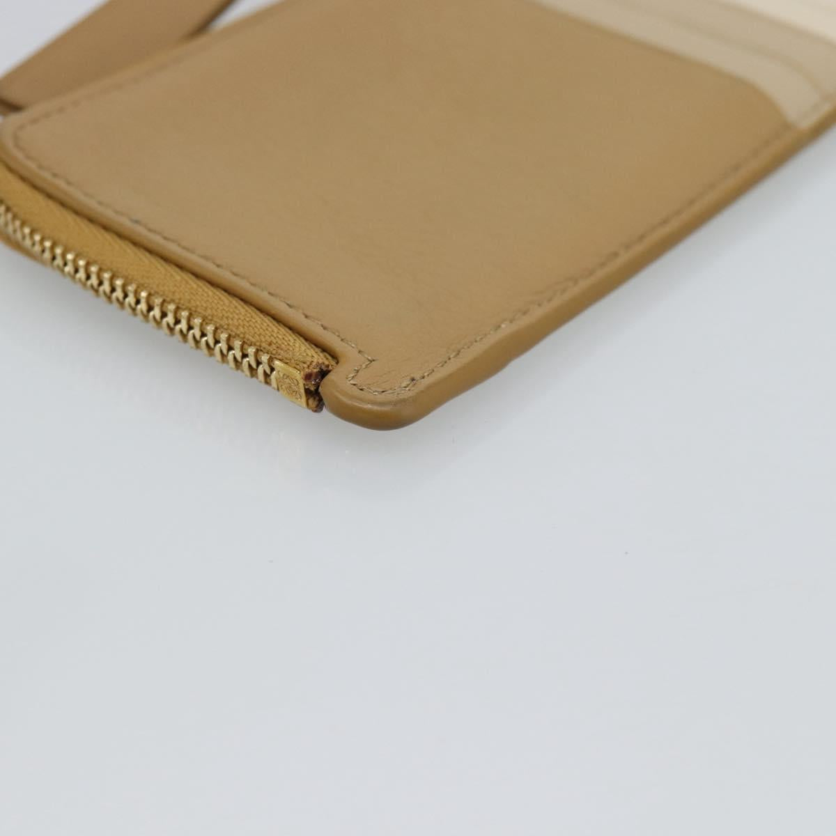 LOEWE Puzzle Anagram Coin Purse Leather Beige Auth 186146M