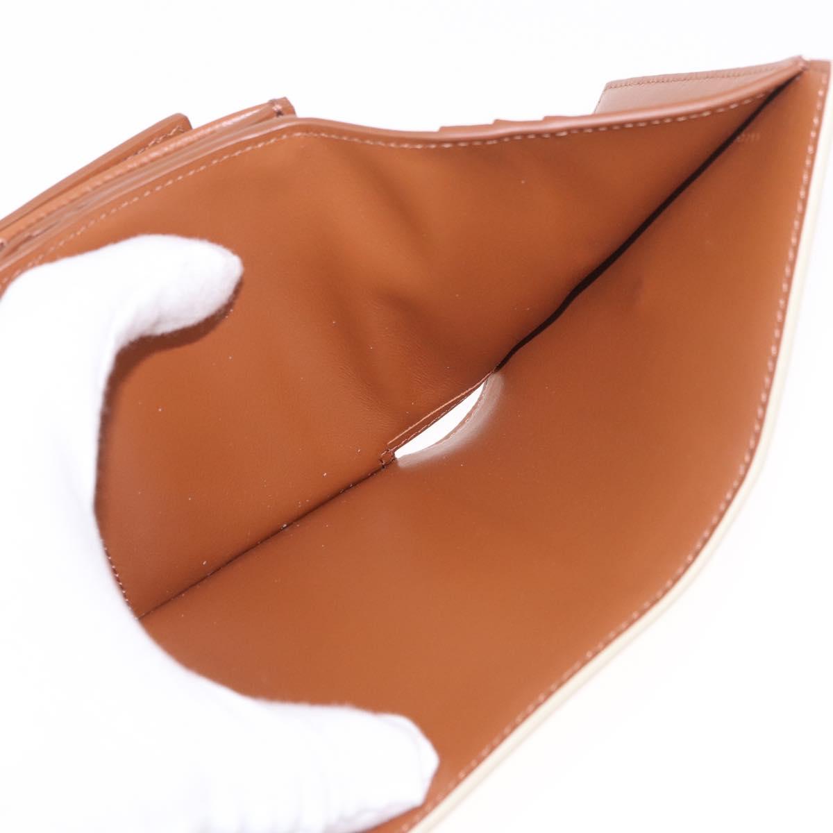 CELINE Triomphe 3 Fold Wallet PVC Beige Gold Auth 186147M
