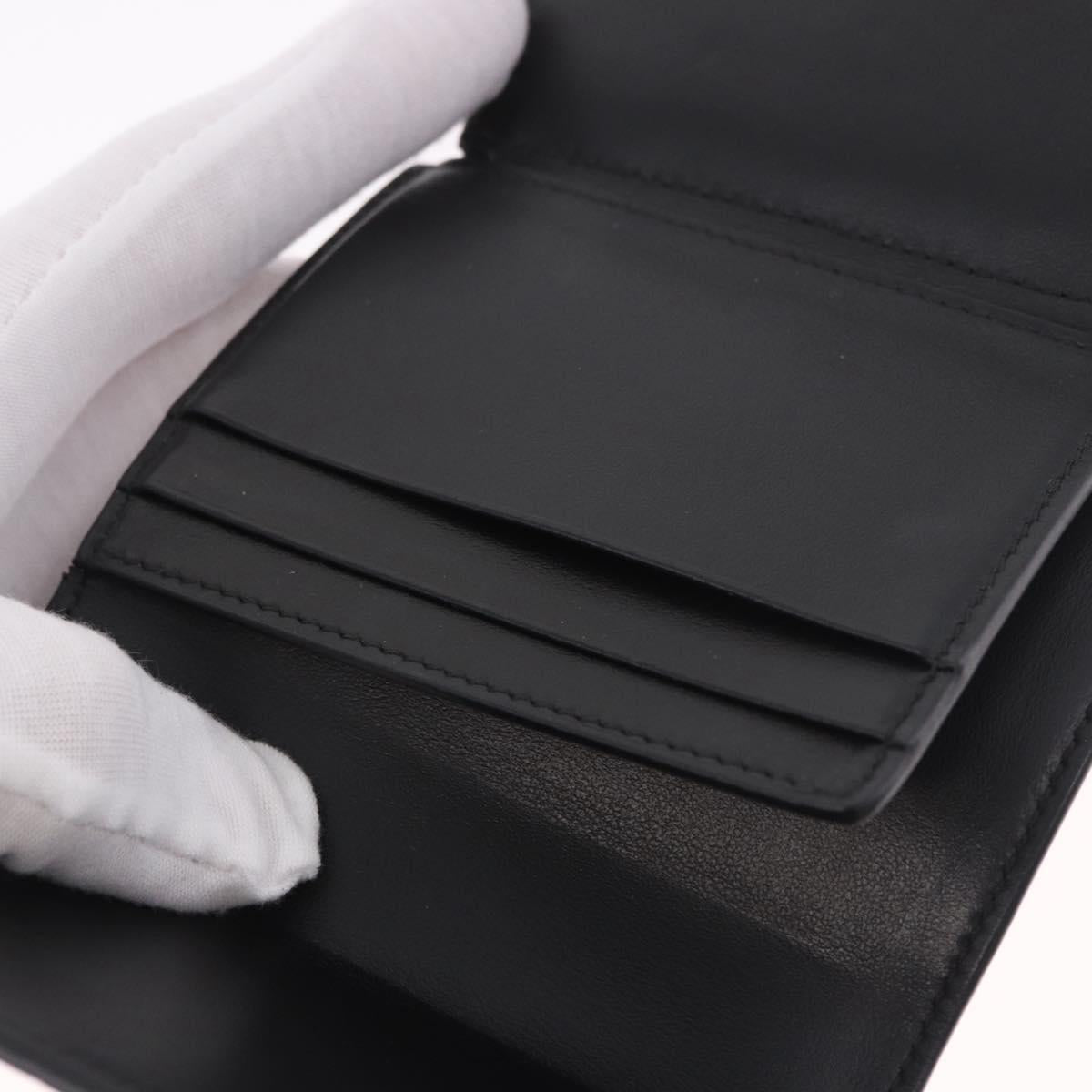 CELINE Triomphe 3 Fold Wallet Leather Black Gold Auth 186148M