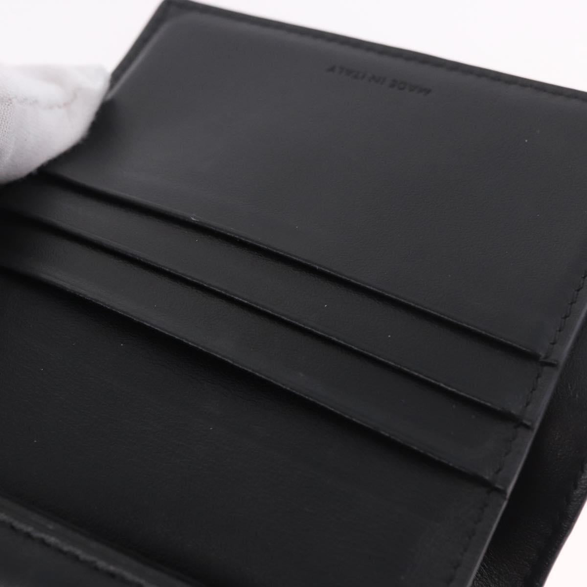 CELINE Triomphe 3 Fold Wallet Leather Black Gold Auth 186148M