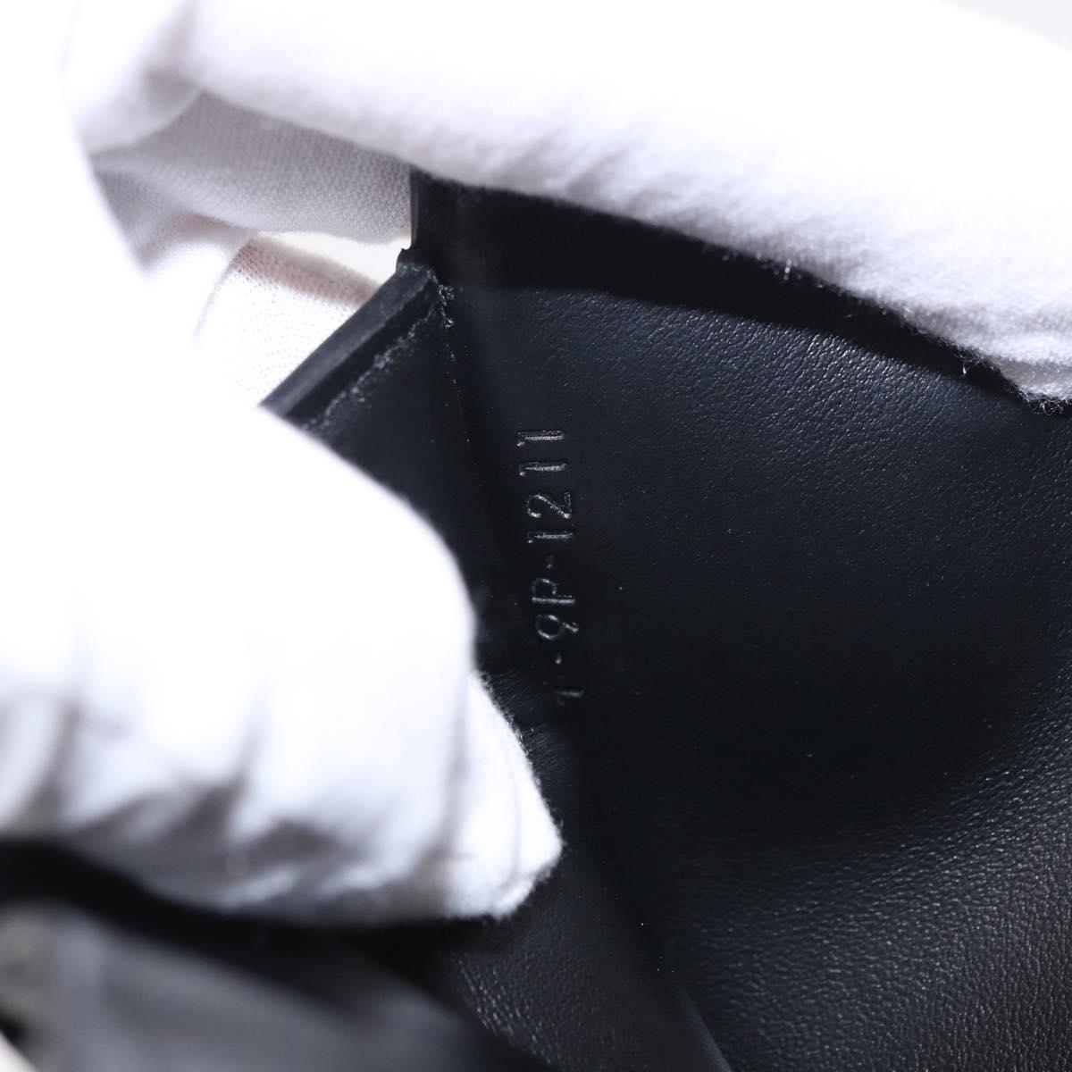 CELINE Triomphe 3 Fold Wallet Leather Black Gold Auth 186148M