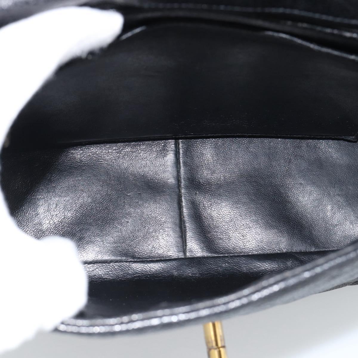 CHANEL Chain Matelasse Shoulder Bag Caviar Skin Black Gold CC Auth 186150V