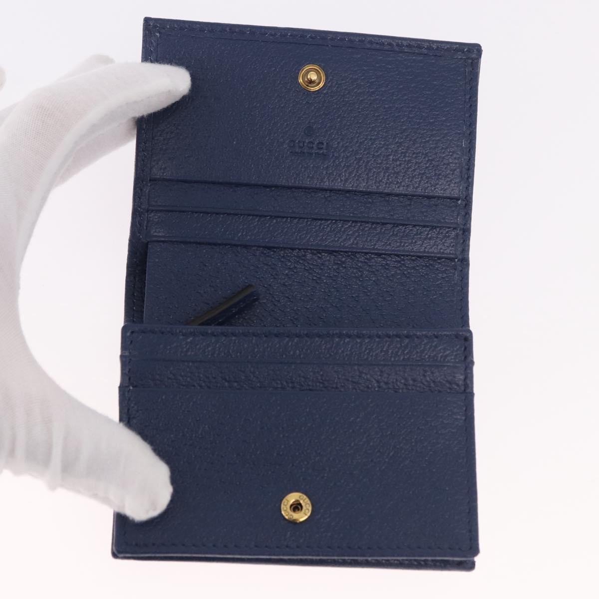 GUCCI Bamboo Wallet Leather Navy Gold 658244 Auth 186153M