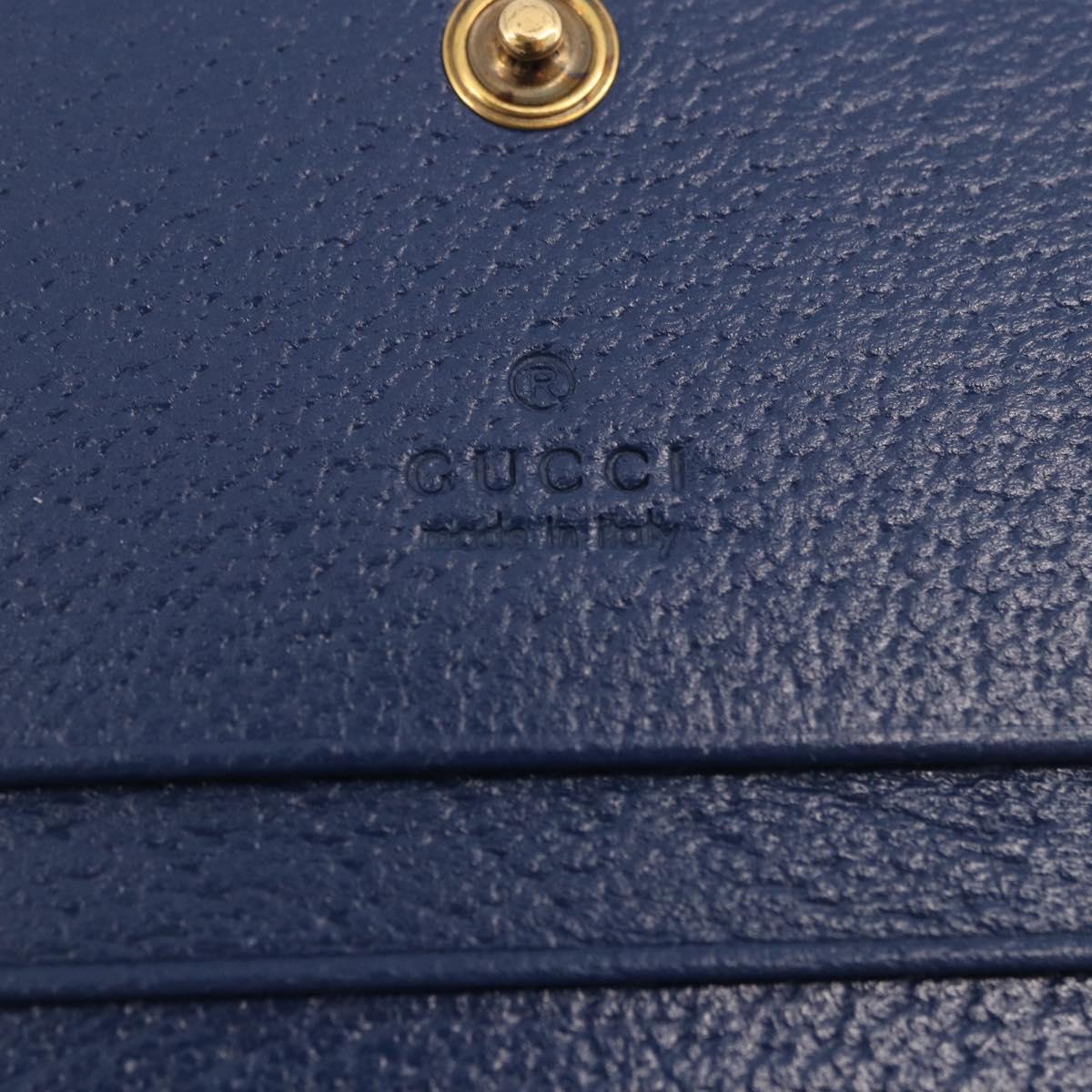 GUCCI Bamboo Wallet Leather Navy Gold 658244 Auth 186153M