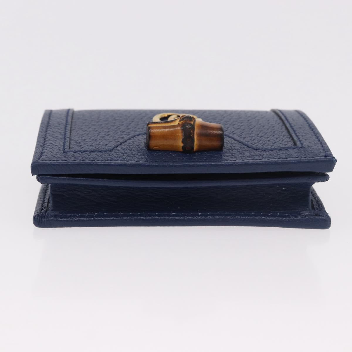 GUCCI Bamboo Wallet Leather Navy Gold 658244 Auth 186153M