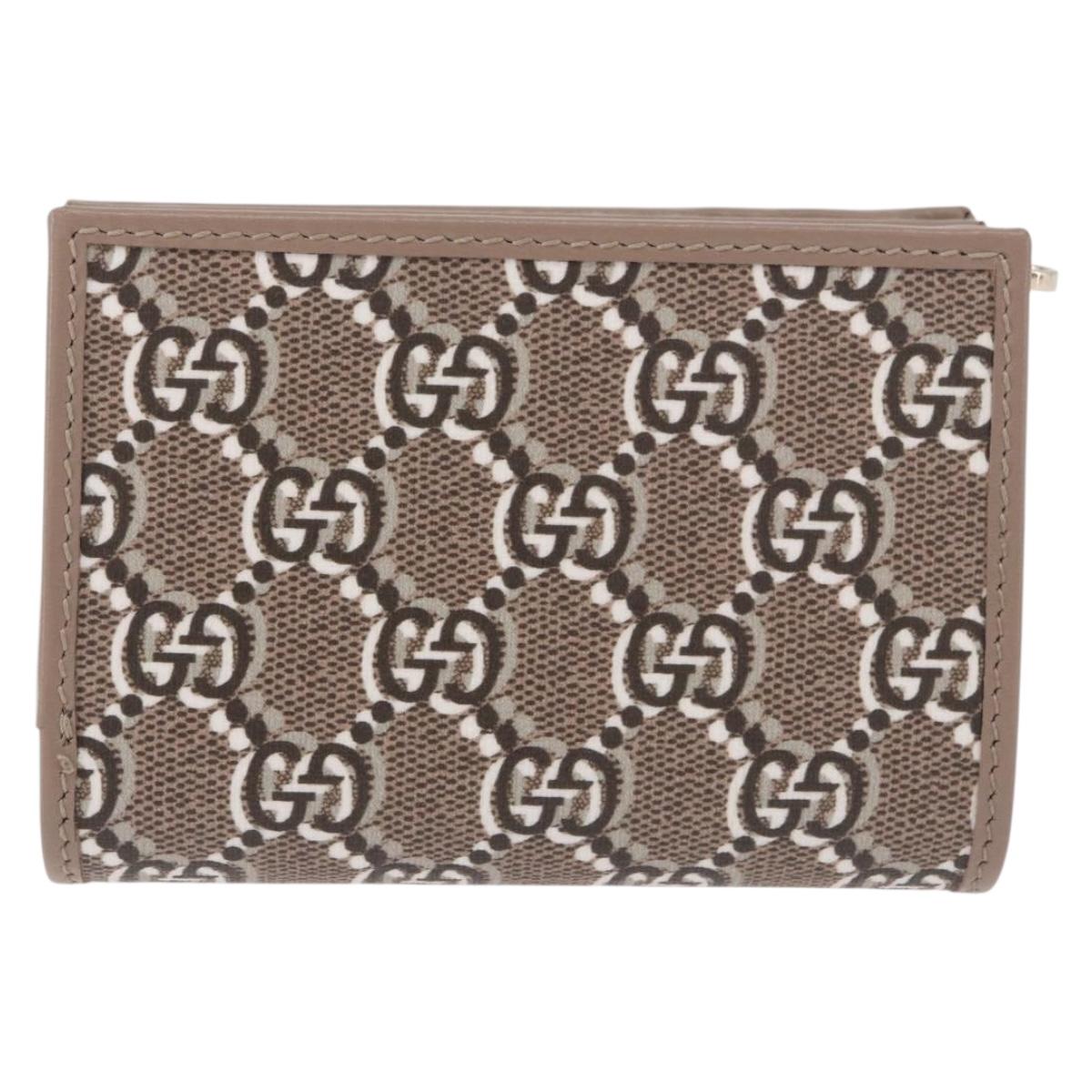 GUCCI GG Supreme Wallet PVC Beige Gold 795060 Auth 186154M