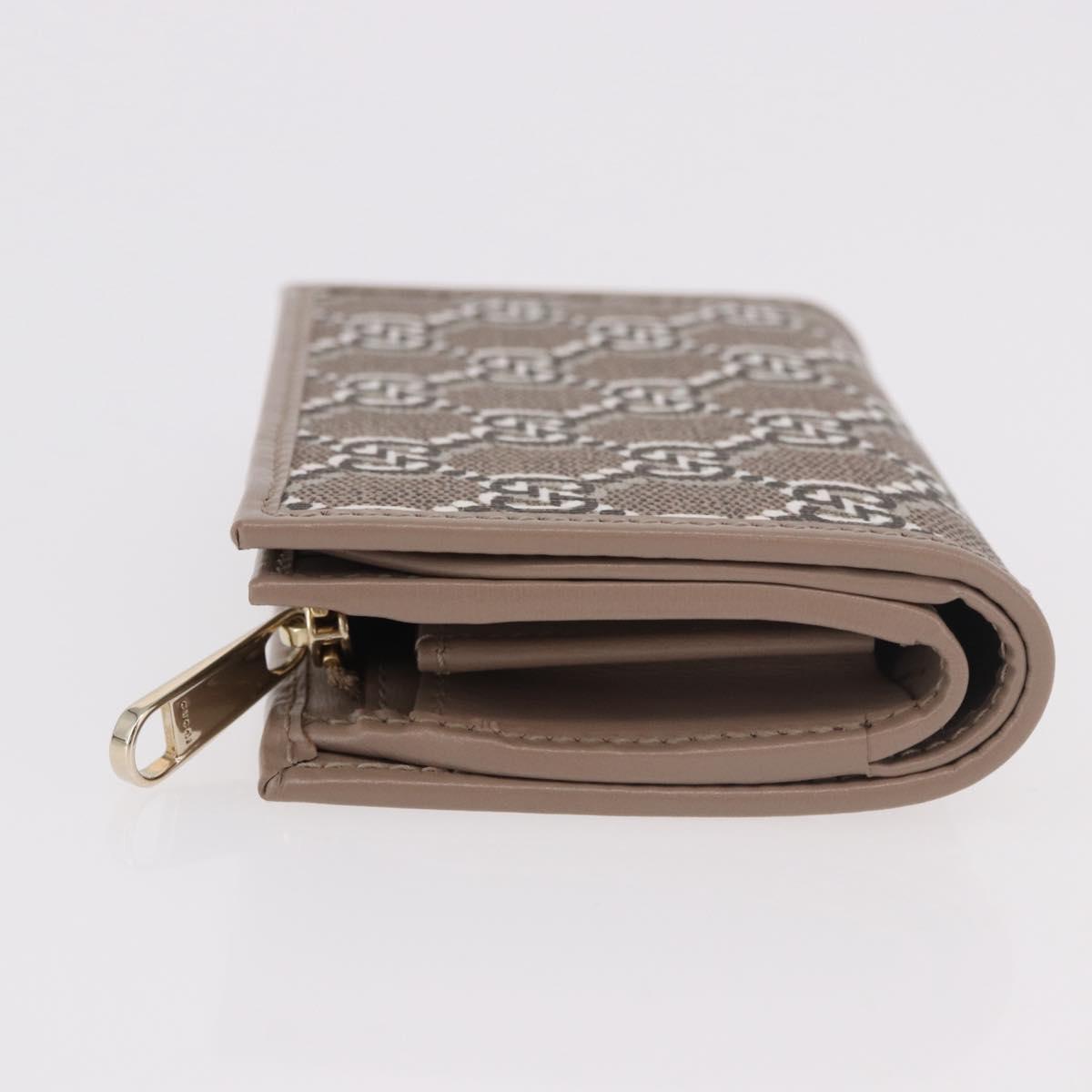 GUCCI GG Supreme Wallet PVC Beige Gold 795060 Auth 186154M