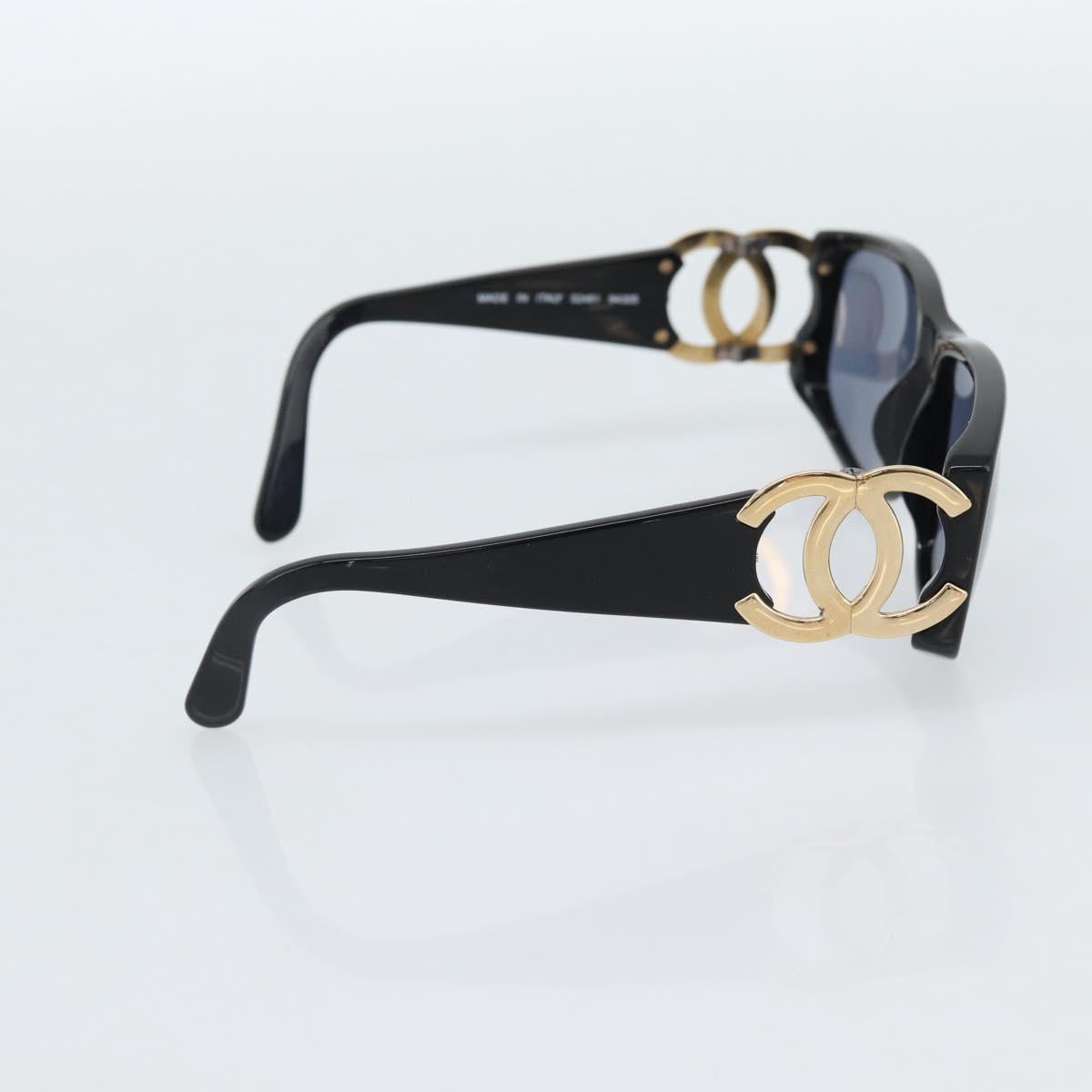 CHANEL COCO Mark Sunglasses plastic Black CC Auth 186158M