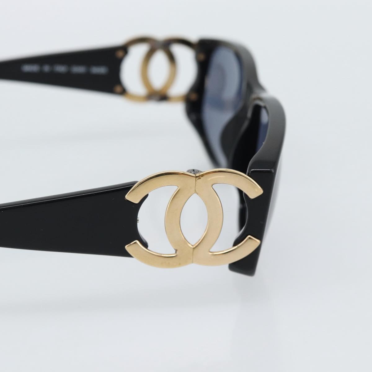 CHANEL COCO Mark Sunglasses plastic Black CC Auth 186158M