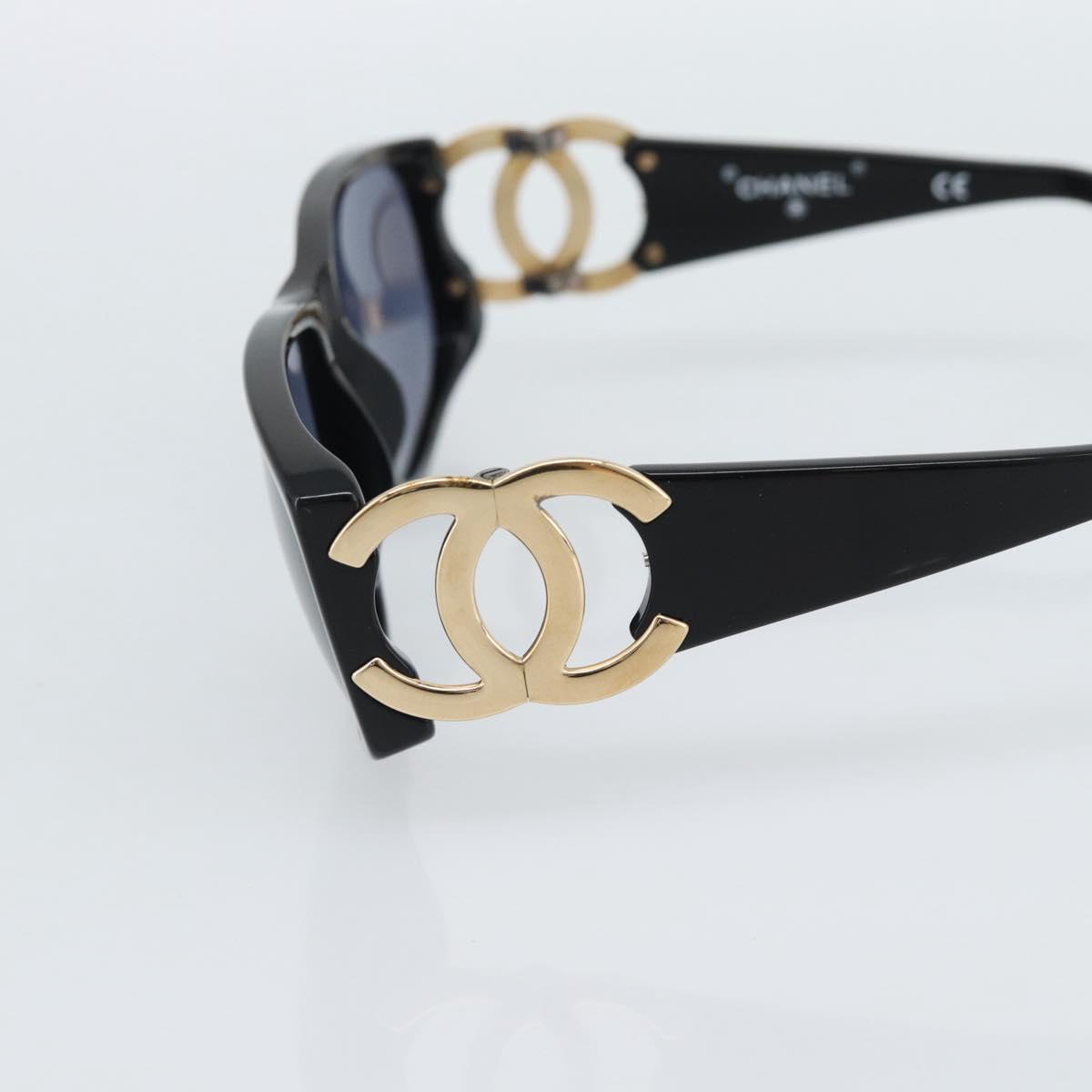 CHANEL COCO Mark Sunglasses plastic Black CC Auth 186158M